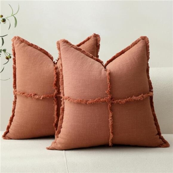 Hckot Pumpkin Fall Decorative Throw Pillow Covers Cozy Rust Farmhouse Cushion - Picture 1 of 4